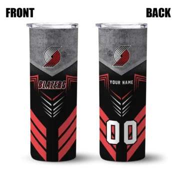 customized portland trail blazers hexagon honeycomb red black skinny tumbler fashion forward.webp