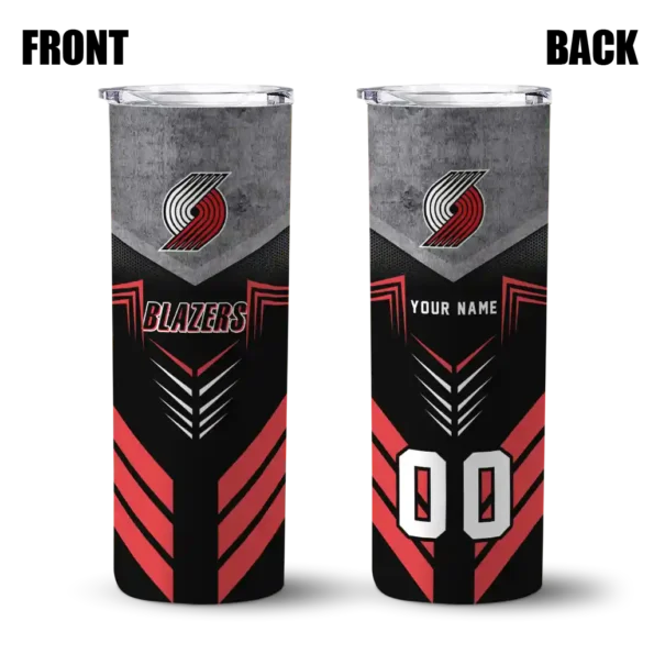 customized portland trail blazers hexagon honeycomb red black skinny tumbler fashion forward.webp