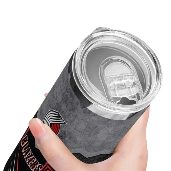customized portland trail blazers hexagon honeycomb red black skinny tumbler high quality.webp