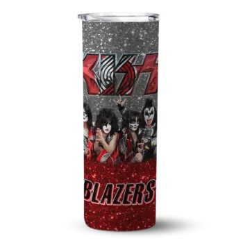 customized portland trail blazers kiss band black skinny tumbler best selling 1.webp