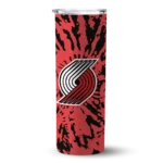 customized portland trail blazers metallic grid red skinny tumbler best selling 1.webp