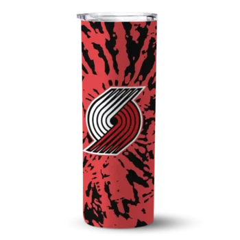 customized portland trail blazers metallic grid red skinny tumbler best selling 1.webp