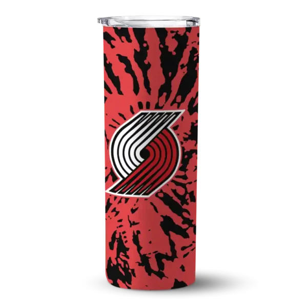 customized portland trail blazers metallic grid red skinny tumbler best selling 1.webp
