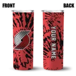 customized portland trail blazers metallic grid red skinny tumbler best selling 1.webp