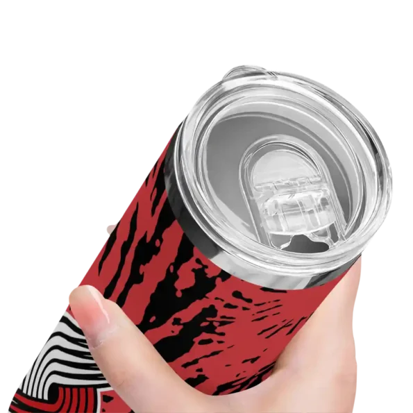 customized portland trail blazers metallic grid red skinny tumbler high quality.webp