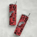 customized portland trail blazers metallic grid red skinny tumbler best selling 1.webp