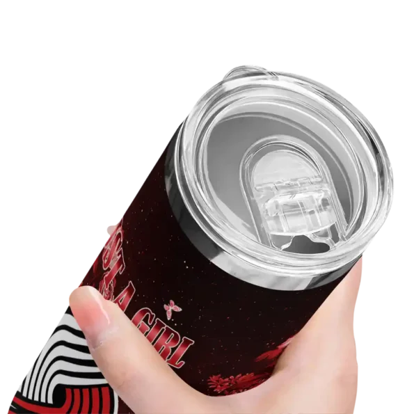 customized portland trail blazers rose romance red black skinny tumbler high quality.webp