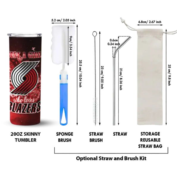customized portland trail blazers rose romance red black skinny tumbler new arrival.webp