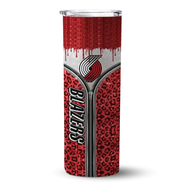 customized portland trail blazers sparkle drip red skinny tumbler best selling 1.webp