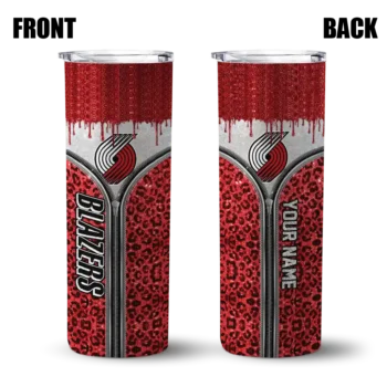 customized portland trail blazers sparkle drip red skinny tumbler fashion forward 1.webp