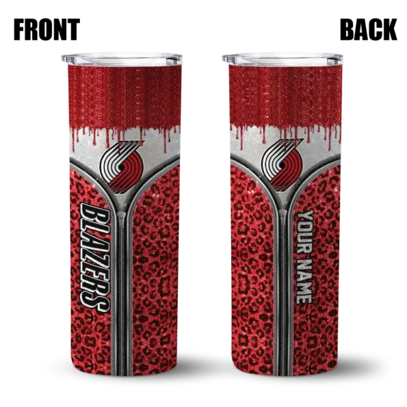 customized portland trail blazers sparkle drip red skinny tumbler fashion forward 1.webp