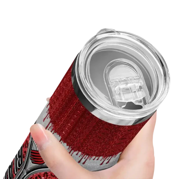 customized portland trail blazers sparkle drip red skinny tumbler high quality.webp