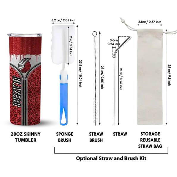 customized portland trail blazers sparkle drip red skinny tumbler new arrival.webp