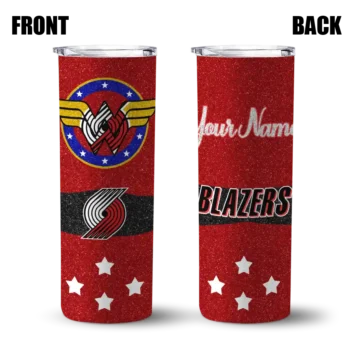 customized portland trail blazers star cluster red skinny tumbler fashion forward.webp