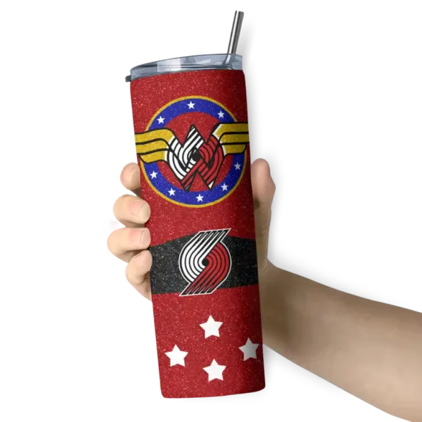 customized portland trail blazers star cluster red skinny tumbler premium grade.webp