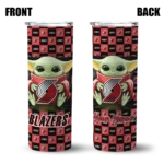 customized portland trail blazers yoda cozy red black skinny tumbler best selling 1.webp