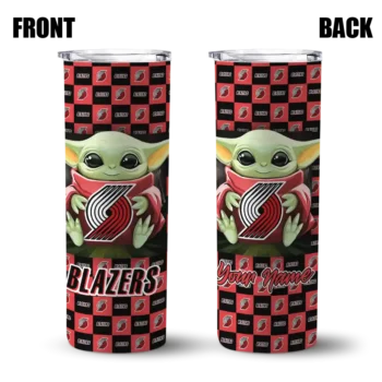 customized portland trail blazers yoda cozy red black skinny tumbler fashion forward.webp