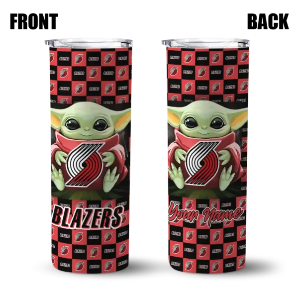 customized portland trail blazers yoda cozy red black skinny tumbler fashion forward.webp