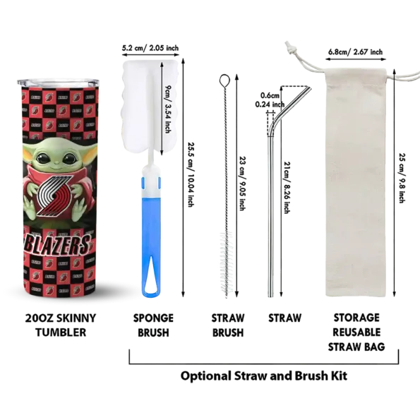 customized portland trail blazers yoda cozy red black skinny tumbler new arrival.webp