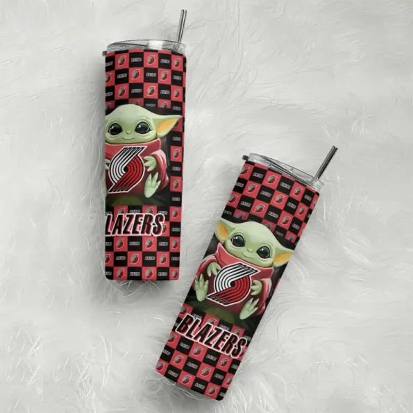 customized portland trail blazers yoda cozy red black skinny tumbler top rated.webp