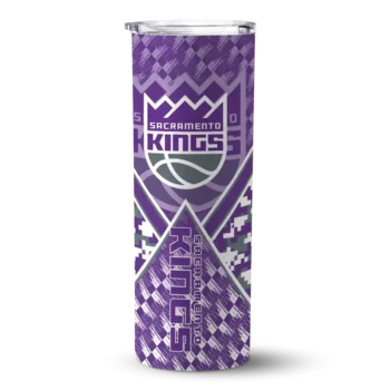 customized sacramento kings monogram burst purple white skinny tumbler best selling.webp