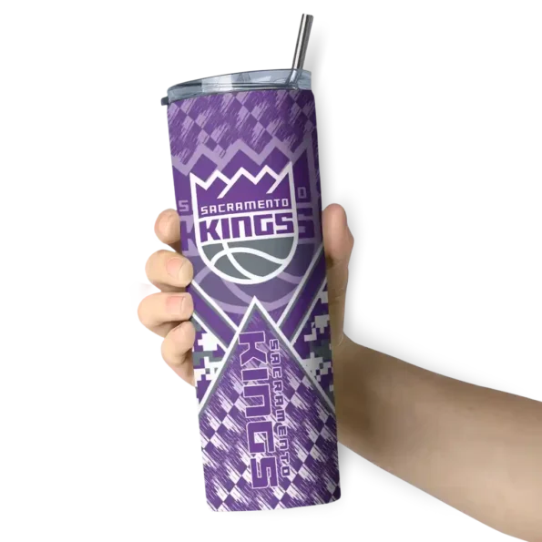 customized sacramento kings monogram burst purple white skinny tumbler premium grade.webp