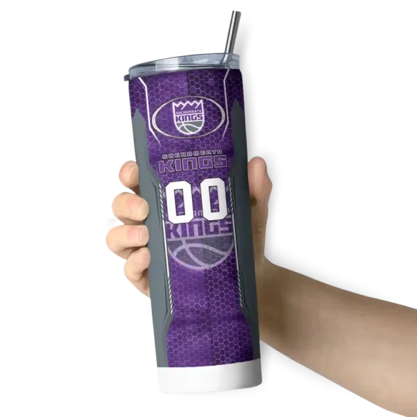 customized sacramento kings stacked diamond purple skinny tumbler premium grade.webp