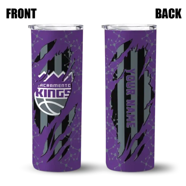 customized sacramento kings star pop purple black skinny tumbler fashion forward.webp