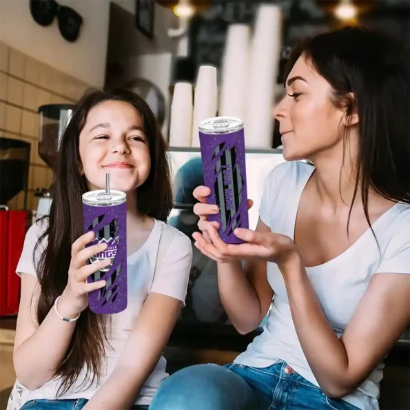 customized sacramento kings star pop purple black skinny tumbler trendy.webp
