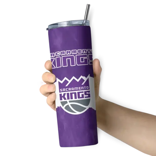 customized sacramento kings torn band purple white skinny tumbler premium grade.webp