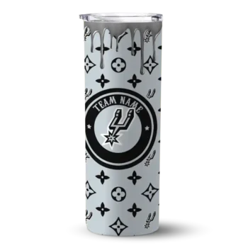 customized san antonio spurs camo streak silver skinny tumbler best selling 1.webp