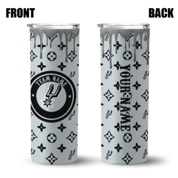 customized san antonio spurs camo streak silver skinny tumbler fashion forward.webp