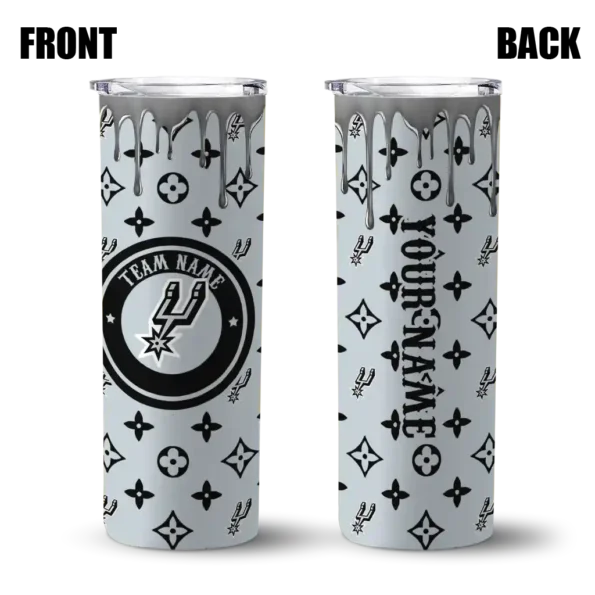 customized san antonio spurs camo streak silver skinny tumbler fashion forward.webp