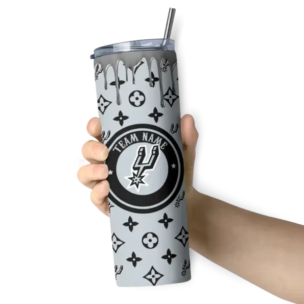 customized san antonio spurs camo streak silver skinny tumbler premium grade.webp