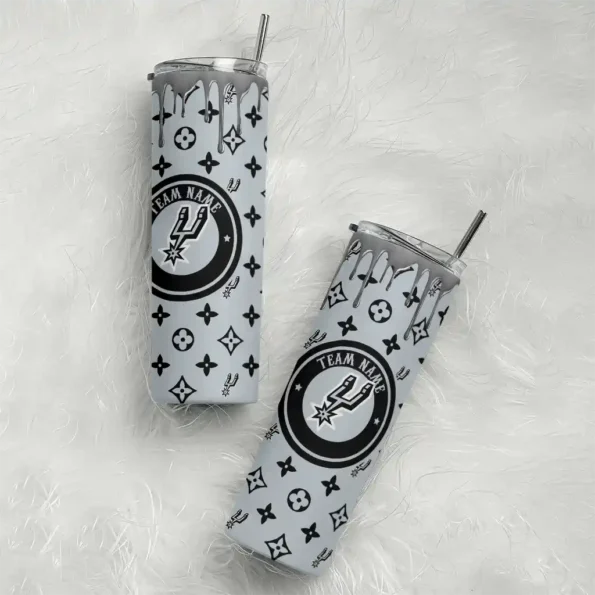 customized san antonio spurs camo streak silver skinny tumbler top rated.webp