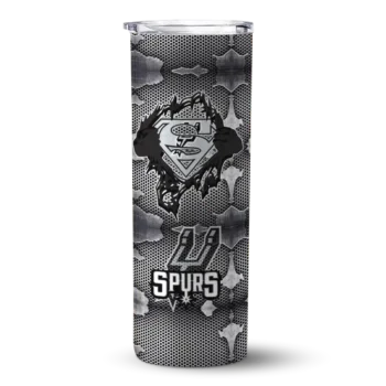 customized san antonio spurs chevron v silver gray skinny tumbler best selling 1.webp