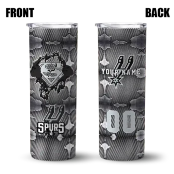 customized san antonio spurs chevron v silver gray skinny tumbler fashion forward.webp