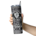 customized san antonio spurs chevron v silver gray skinny tumbler best selling 1.webp