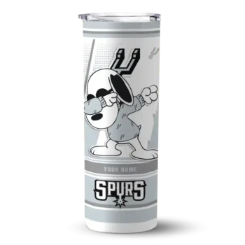 customized san antonio spurs snoopy dog silver white skinny tumbler best selling 1.webp