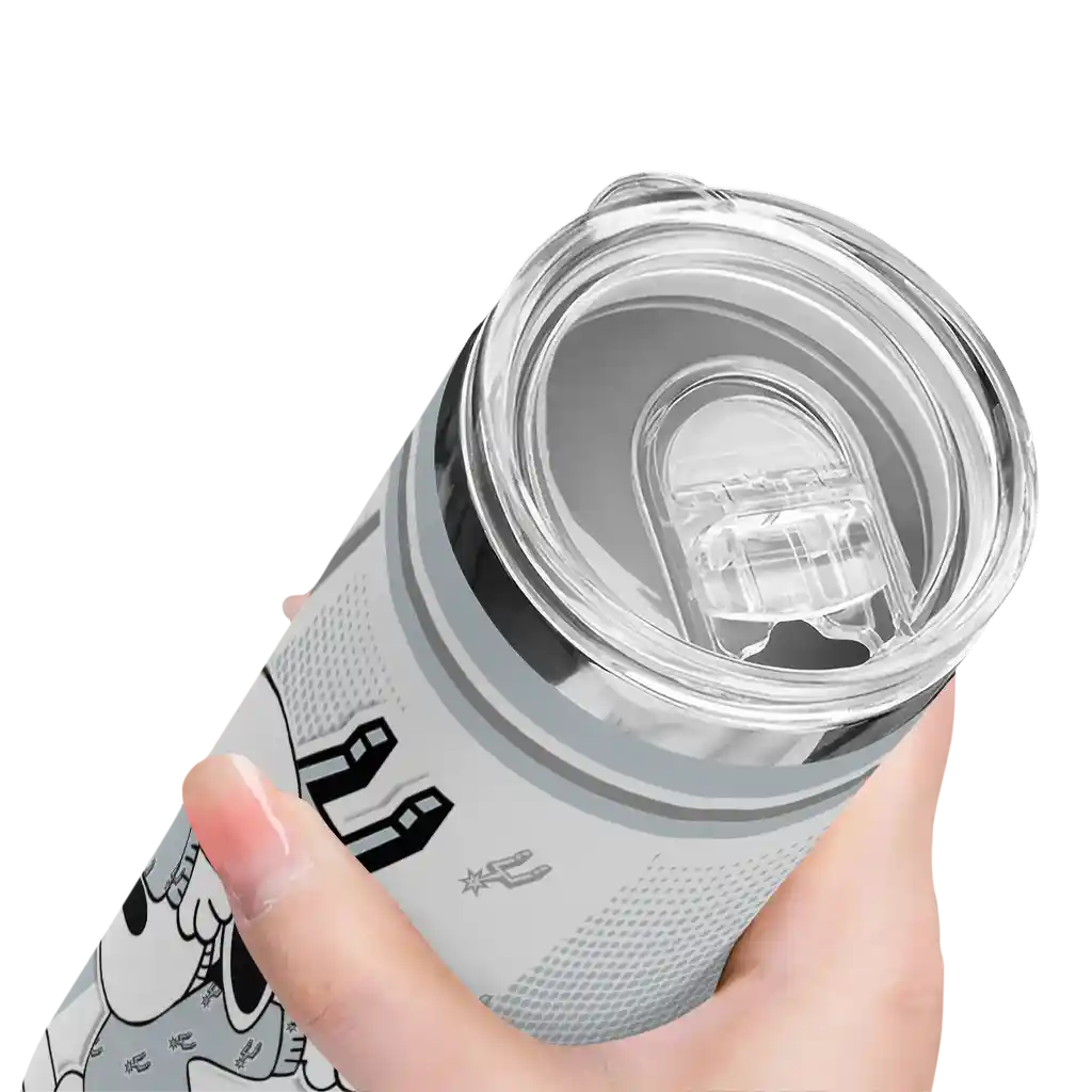 customized san antonio spurs snoopy dog silver white skinny tumbler high quality.webp customized san antonio spurs snoopy dog silver white skinny tumbler high quality.webp