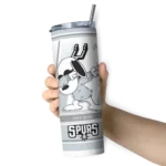 customized san antonio spurs snoopy dog silver white skinny tumbler best selling 1.webp