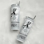 customized san antonio spurs snoopy dog silver white skinny tumbler best selling 1.webp