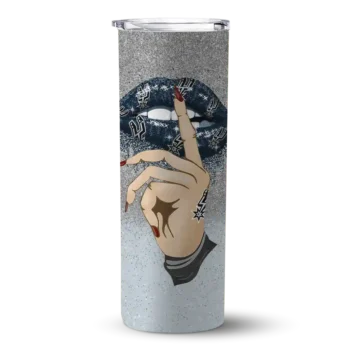 customized san antonio spurs sparkle lips silver skinny tumbler best selling 1.webp