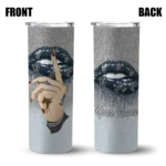 customized san antonio spurs sparkle lips silver skinny tumbler best selling 1.webp