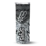 customized san antonio spurs spiral burst print silver skinny tumbler best selling 1.webp