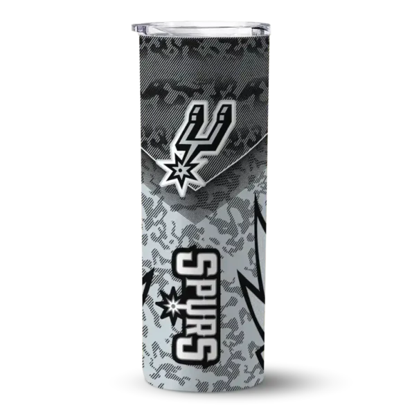 customized san antonio spurs spiral burst print silver skinny tumbler best selling 1.webp