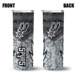 customized san antonio spurs spiral burst print silver skinny tumbler best selling 1.webp