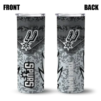customized san antonio spurs spiral burst print silver skinny tumbler fashion forward.webp