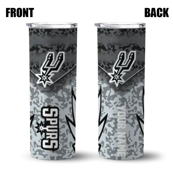customized san antonio spurs spiral burst print silver skinny tumbler fashion forward.webp