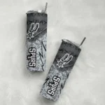 customized san antonio spurs spiral burst print silver skinny tumbler best selling 1.webp